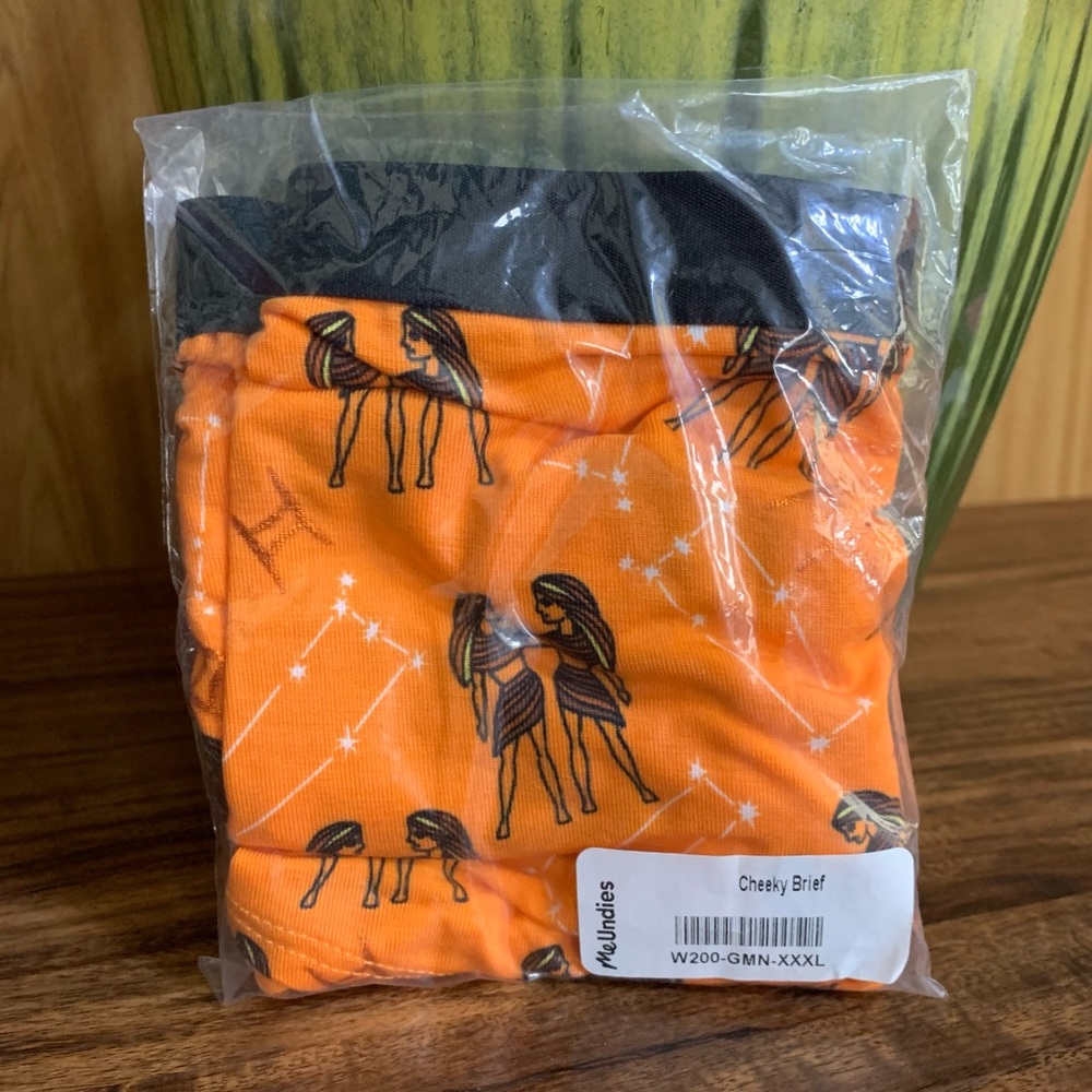 MeUndies Gemini Zodiac Astrology Women’s Cheeky Brief Orange Comfy Panties NWT